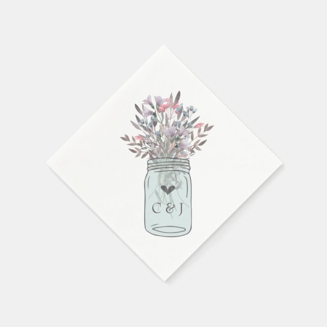 Secret Garden Mason Jar Custom Paper Napkins (Corner)
