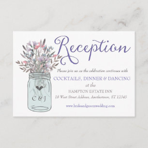 Secret Garden Mason Jar Reception Card Lilac