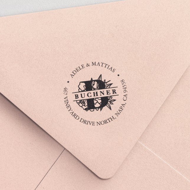 Secret Garden Monogram Return Address Self-inking Stamp (Creator Uploaded)