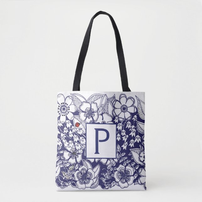 Secret Garden Monogramed All-Over Print Tote (Front)