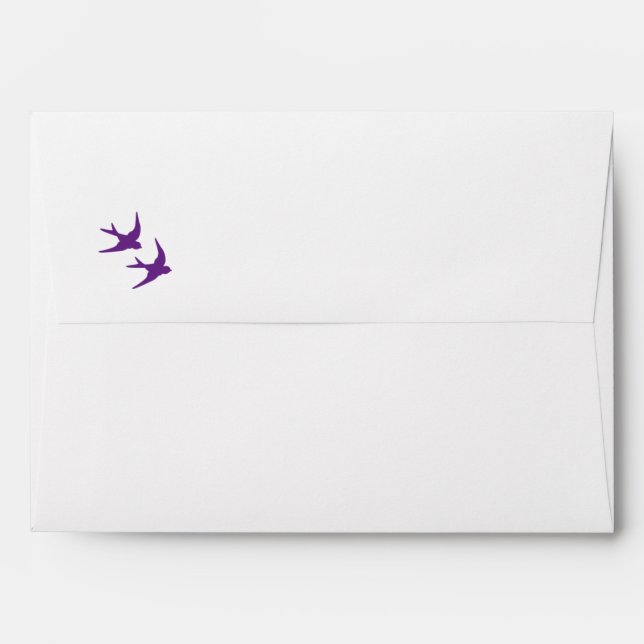Secret Garden Purple Floral Lovebirds Wedding Envelope (Back (Top Flap))