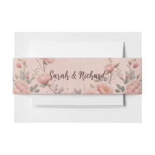 Secret Garden Romantic Peach Invitation Belly Band