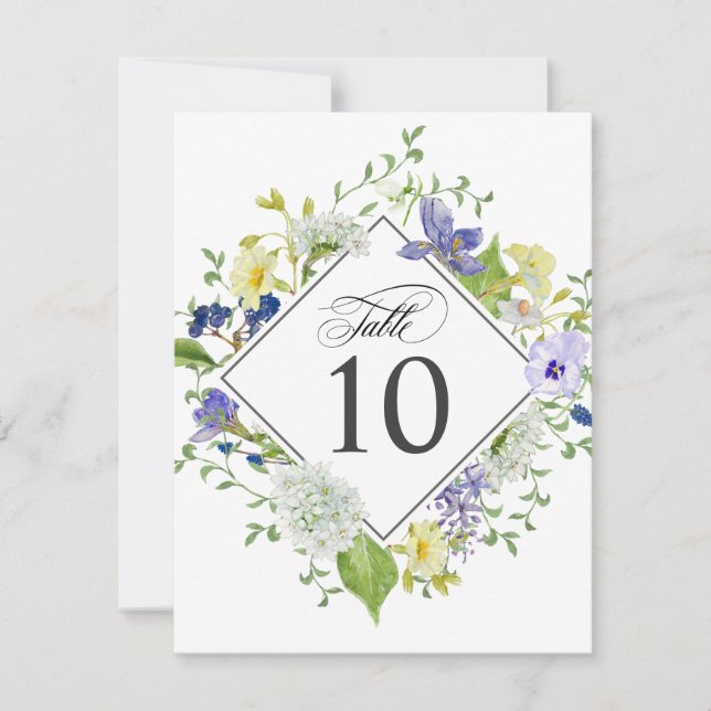 Secret Garden Rustic Wildflowers Table Numbers (Front)