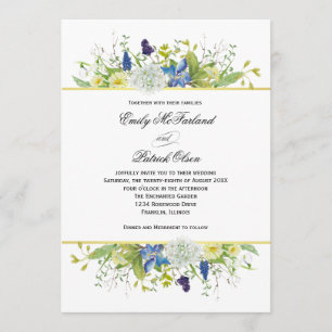 Secret Garden Rustic Wildflowers Wedding Invitation