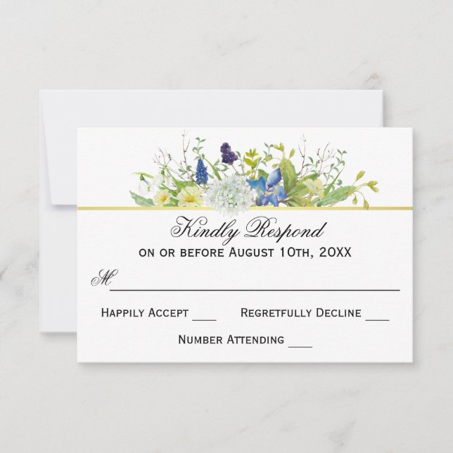 Secret Garden Rustic Wildflowers Wedding RSVP (Front)