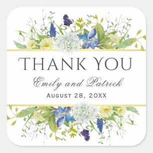 Secret Garden Rustic Wildflowers Wedding Square Sticker