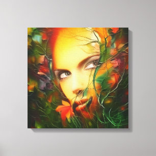 secret garden surreal art portrait beautiful woman canvas print