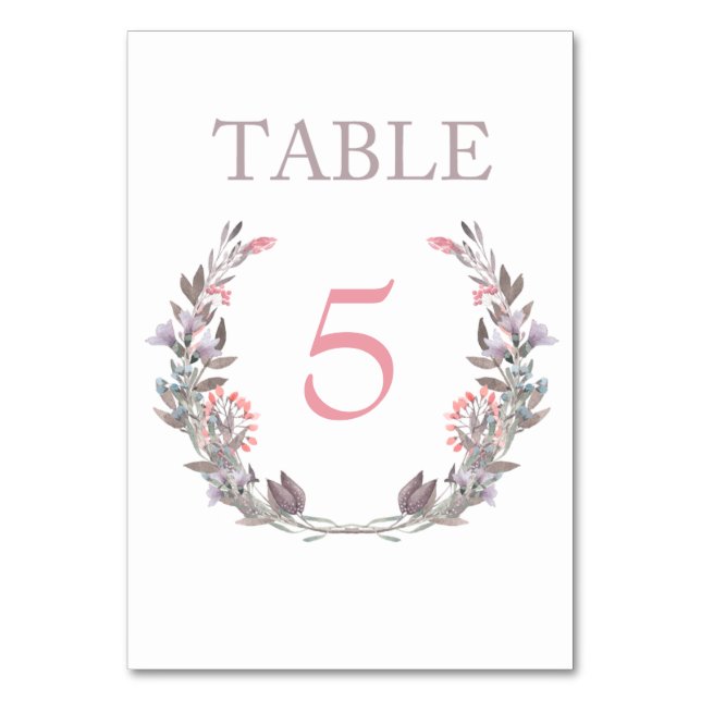 Secret Garden Watercolor Floral Table Number Cards (Front)