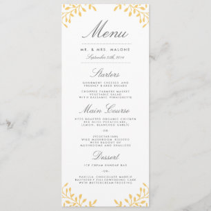Secret Garden Wedding Dinner Menu - Mustard Yellow