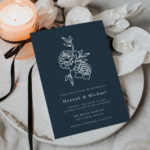 Secret Garden Wedding Invitation   Navy