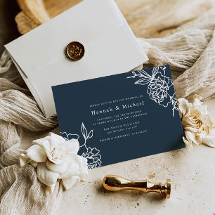Secret Garden Wedding Invitation   Navy