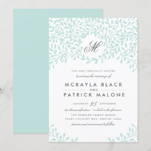 Secret Garden Wedding Invite - Mint