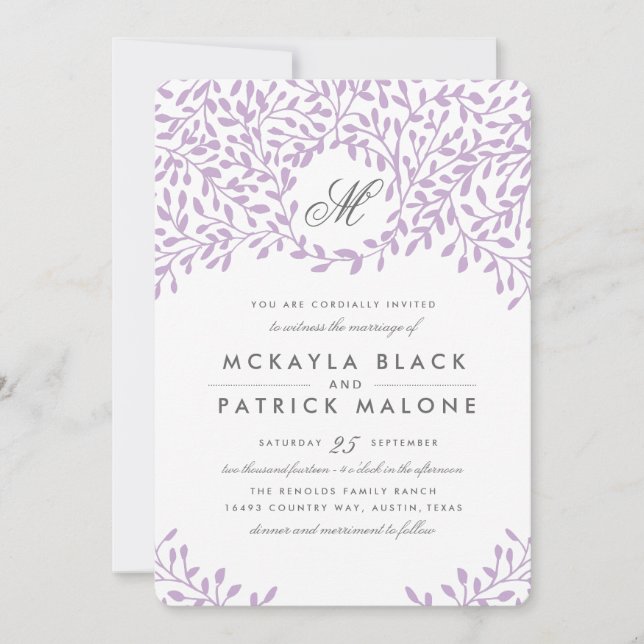 Secret Garden Wedding Invite - Orchid (Front)