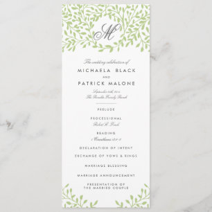 Secret Garden Wedding Programs - Green Programme