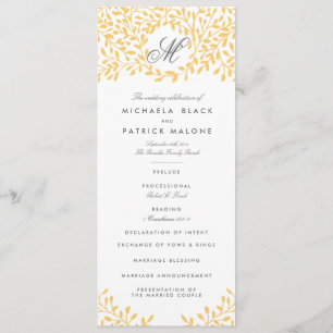 Secret Garden Wedding Programs - Mustard Yellow Programme