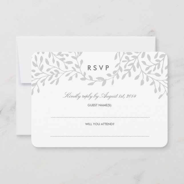 Secret Garden Wedding RSVP - Grey (Front)