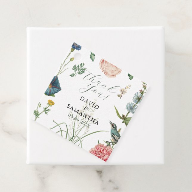 Secret Garden Wildflowers Frame Favour Tags (In Situ)