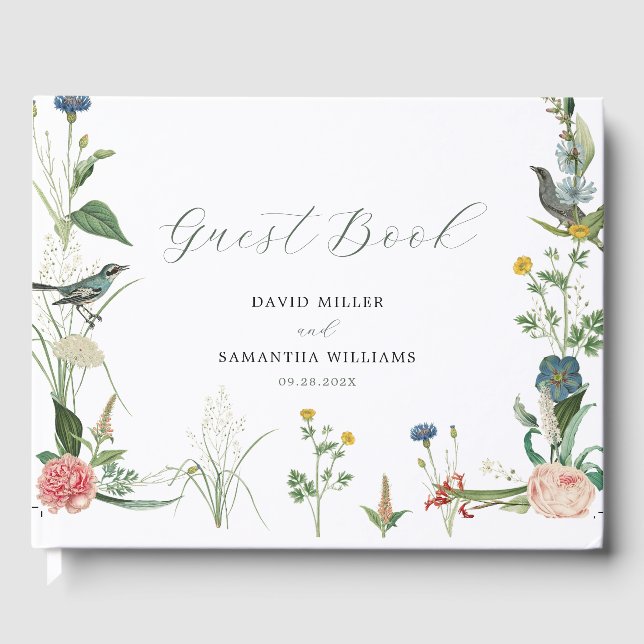 Secret Garden Wildflowers Frame Wedding Guest Book (Front)