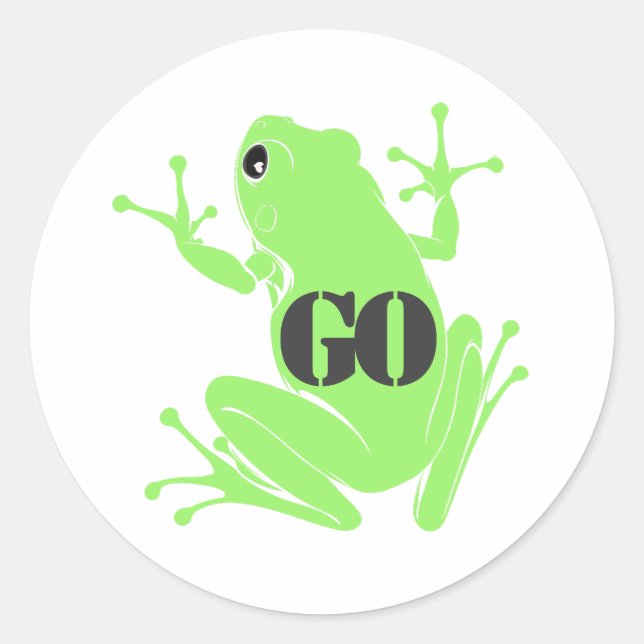Secret Heart "GO" Green Flying Frog Classic Round Sticker (Front)