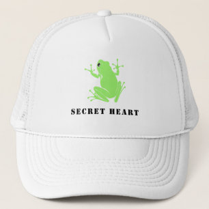 Secret Heart Green Frog Custom Text Trucker Hat