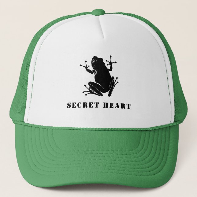 Secret Heart Vintage Frog Custom Text Trucker  Hat (Front)