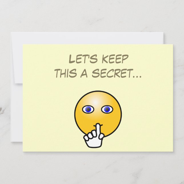 Secret hush emoticon surprise party invitation (Front)