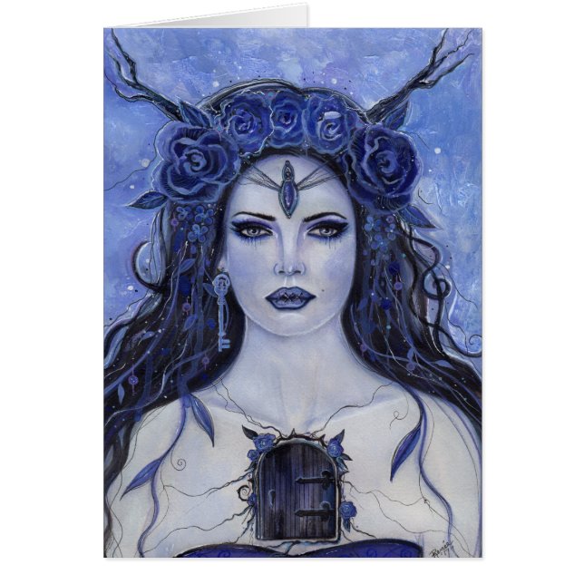 Secret keeper gothic art greeting card by Renee (Front)