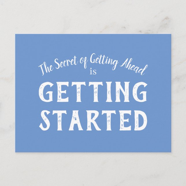 Secret of Success Motivational Life Quote Blue Postcard (Front)