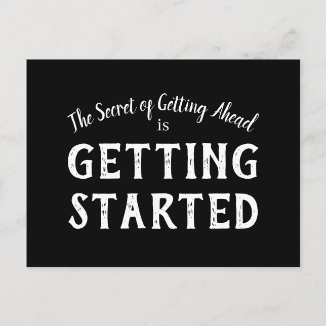 Secret of Success Motivational Quote Black & White Postcard (Front)