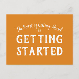 Secret of Success Motivational Quote Orange White Postcard