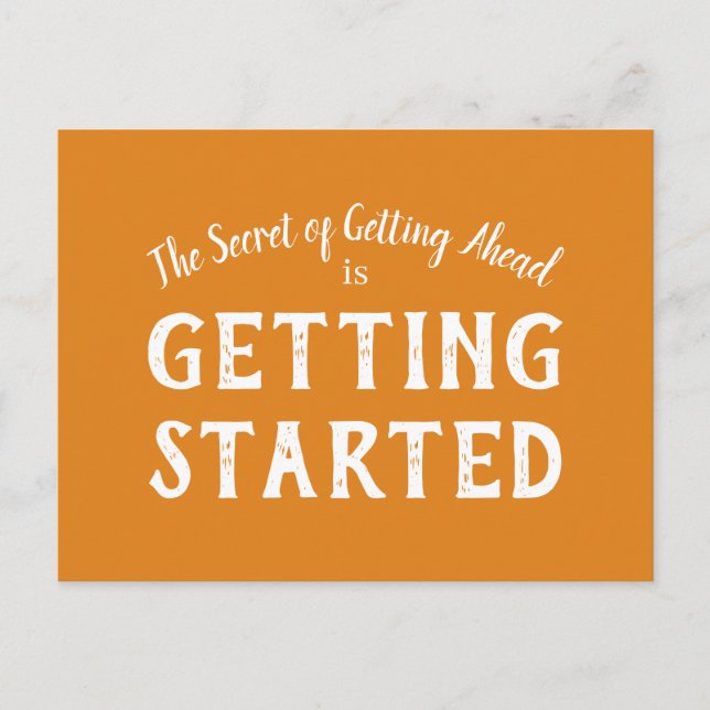 Secret of Success Motivational Quote Orange White Postcard (Front)