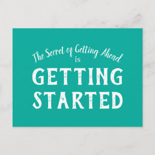 Secret of Success Motivational Quote Teal & White Postcard