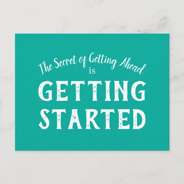 Secret of Success Motivational Quote Teal & White Postcard (Front)