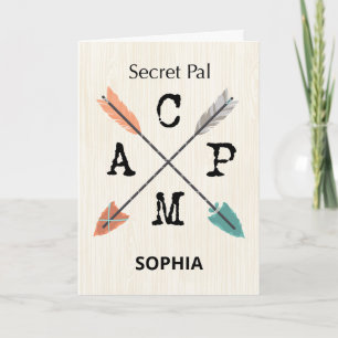 Secret Pal Camp Personalise Name Arrows Card