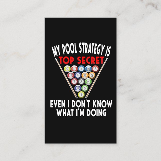 Secret Pool Strategy 8 Ball Funny Billiard Player Business Card (Front)