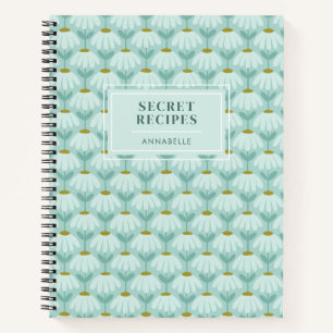 'Secret Recipes' Monogram Teal Vintage Floral Notebook