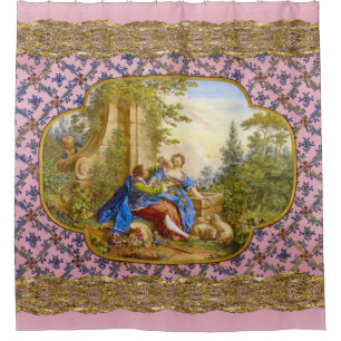 Secret Romance Baroque Girly French Pattern Shower Curtain