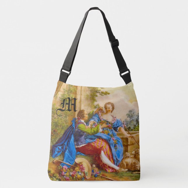 Secret Romance Girly Baroque Monogram Personalise Crossbody Bag (Front)