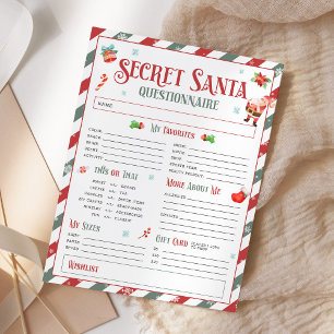 Secret Santa Christmas Gift Exchange Questionnaire