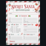 Secret Santa Christmas Gift Exchange Questionnaire Flyer<br><div class="desc">Make gift-giving easy with this Secret Santa Questionnaire! Discover perfect gift ideas and add fun to your holiday exchange.</div>