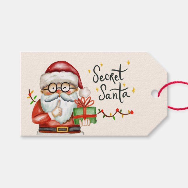 Secret Santa Christmas Gift Tags (Front (Horizontal))