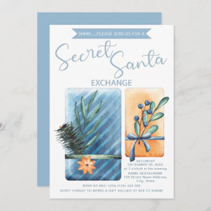 Secret Santa Christmas Party Watercolor Invitation