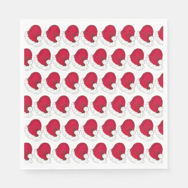 Secret Santa Claus Father Christmas Red Hat Napkin (Front)