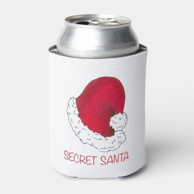 Secret Santa Claus Red Christmas Funny Holiday Can Cooler (Can Front)