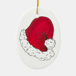 Secret Santa Claus Red Hat Christmas Holiday Ceramic Tree Decoration