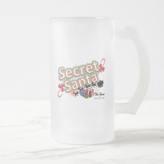 Secret Santa Frosted Glass Pint Frosted Glass Beer Mug (Right)