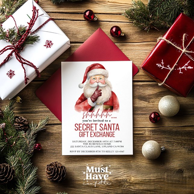 Secret Santa Gift Exchange Christmas Party Holiday Card (Creator Uploaded)