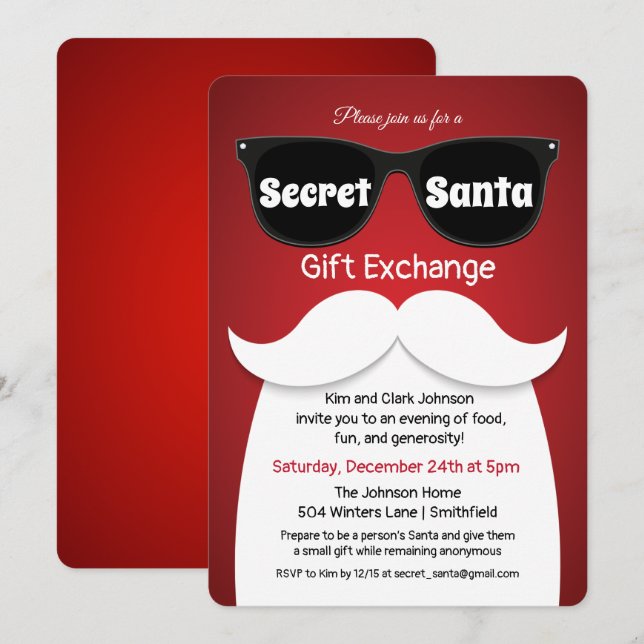 Secret Santa Gift Exchange Invitation (Front/Back)