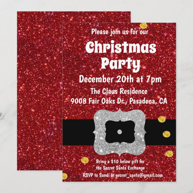 Secret Santa Gift Exchange Invitation (Front/Back)