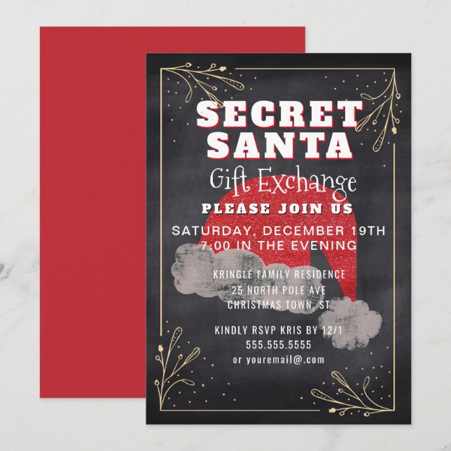 Secret Santa Gift Exchange Party Invitation (Front/Back)